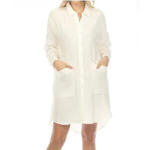 Johnny Was Calme Organic Cotton Muslin Double Pocket Shirt Dress Sleep Beach S